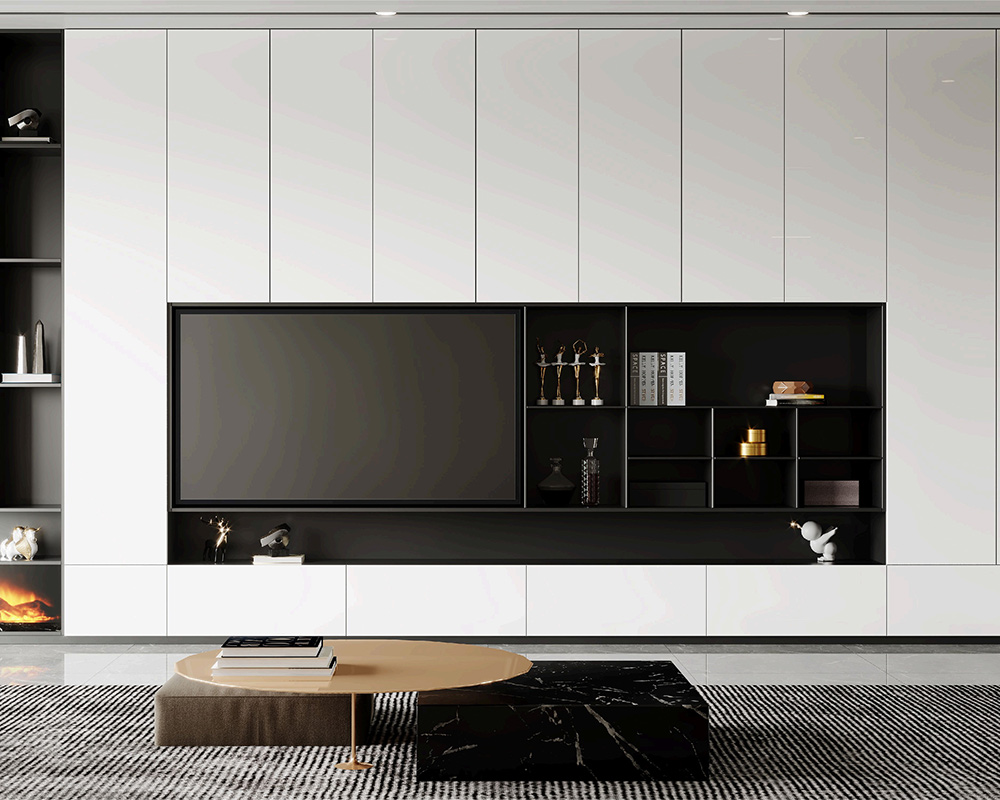 Black Wall Mounted TV Unit